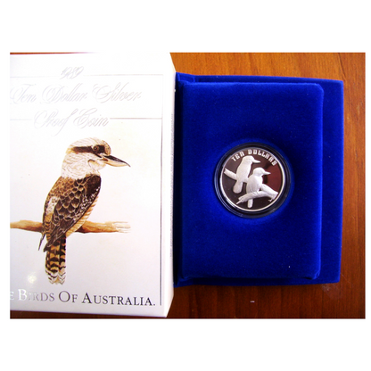 1989 $10 Silver Proof Coin: "Bird Seires - Kookaburra."