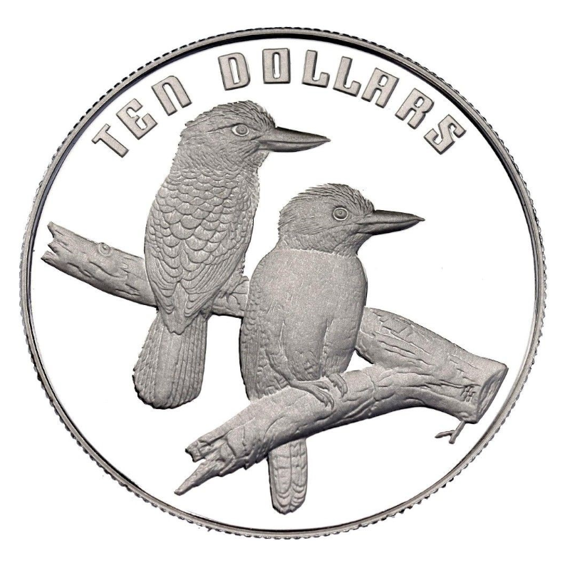 1989 $10 Silver Proof Coin: "Bird Seires - Kookaburra."