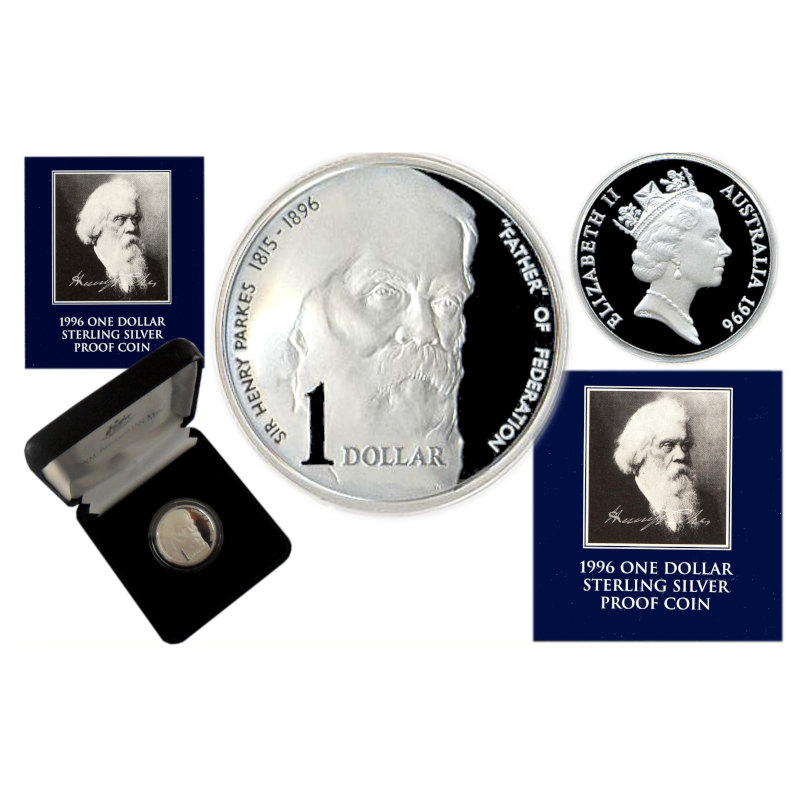 1996 $1 Silver Proof Coin: "Sir Henry Parkes - Father of Federation."