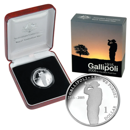 2005 $1 Silver Proof Coin: "90th Anniversary of Gallipoli."