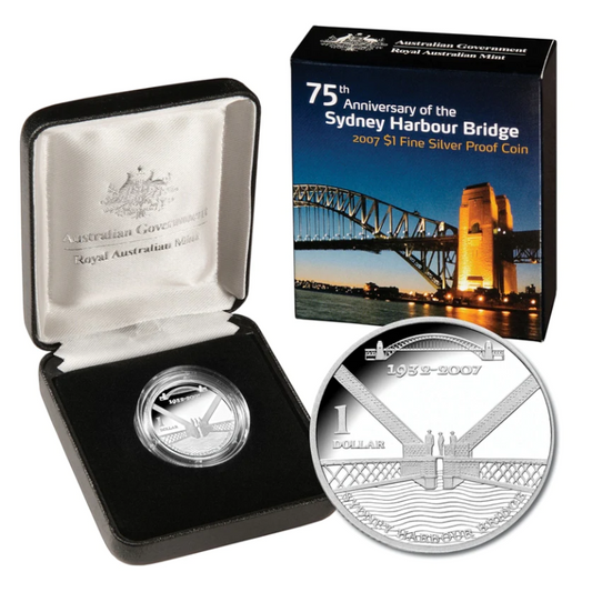 2007 $1 Silver Proof Coin: "75th Anniversary Of The Sydney Harbour Bridge."