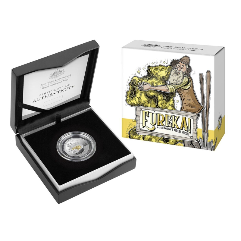 2020 $1 Selectively Gold-Plated Silver Proof Coin: "Eureka! - Australia's Gold Rush."