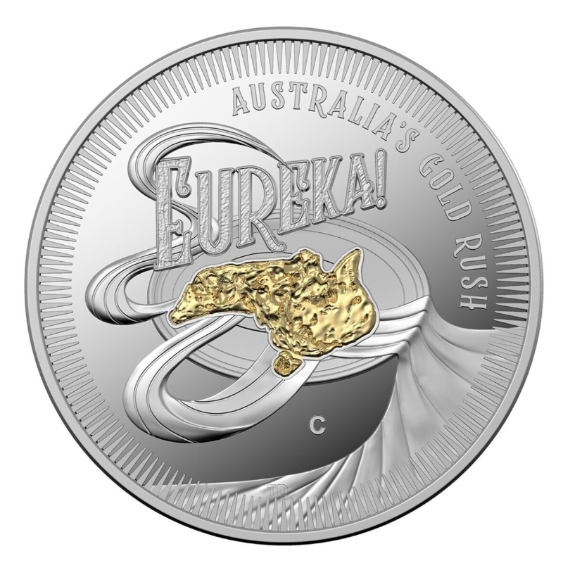 2020 $1 Selectively Gold-Plated Silver Proof Coin: "Eureka! - Australia's Gold Rush."