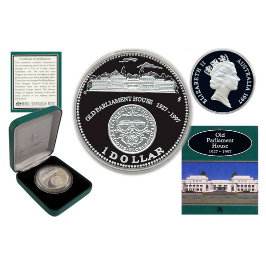 1997 $1 Silver Proof Subscription Coin: "70th Anniversary of Old Parliament House."