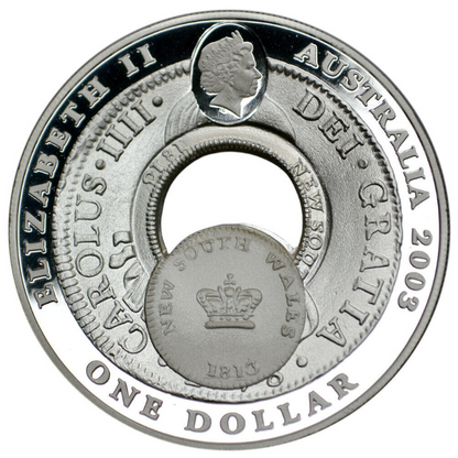 2003 $1 Silver Proof Subscription Coin: "Holey Dollar And Dump."