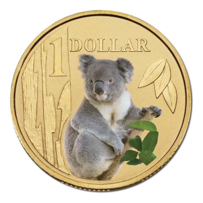 2008 $1 Uncirculated Coloured Coin: Land Series - "Koala."