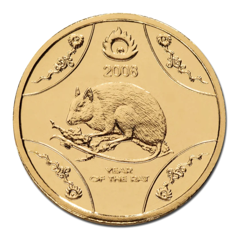 2008 $1 Uncirculated Coin: Lunar Series - "Year of the Rat."