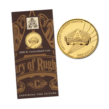 2008 $1 Uncirculated Coin: "Centenary of Rugby League."