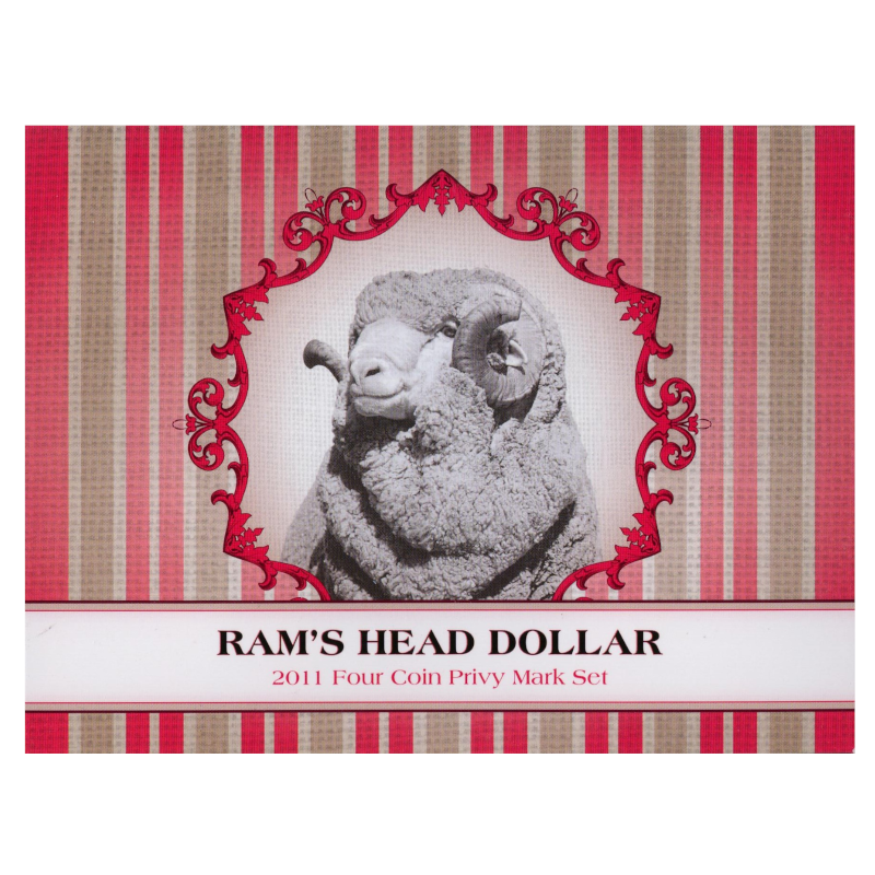 2011 $1 Uncirculated Four Coin Privy Mark Set: "Ram's Head Dollar - ADHP."