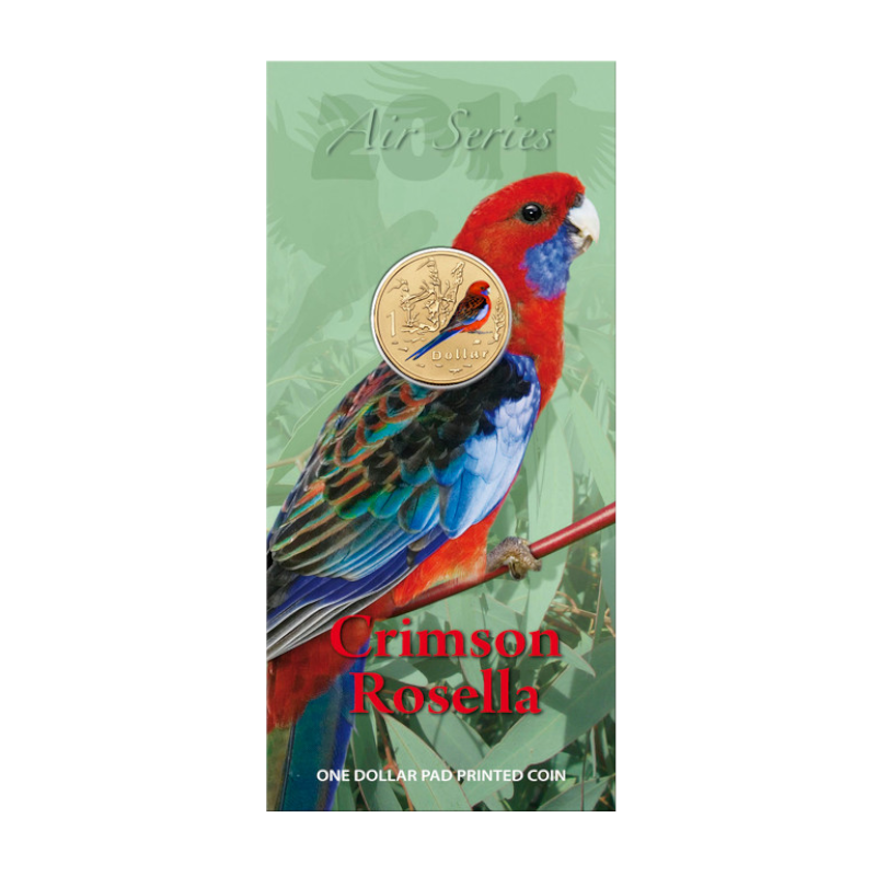 2011 $1 Uncirculated Coloured Coin: Air Series - "Crimson Rosella."