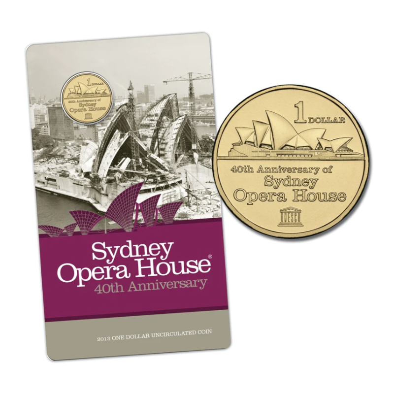 2013 $1 Uncirculated Coin: "40th Anniversary of the Sydney Opera House."