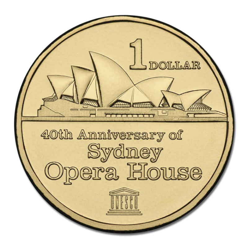 2013 $1 Uncirculated Coin: "40th Anniversary of the Sydney Opera House."