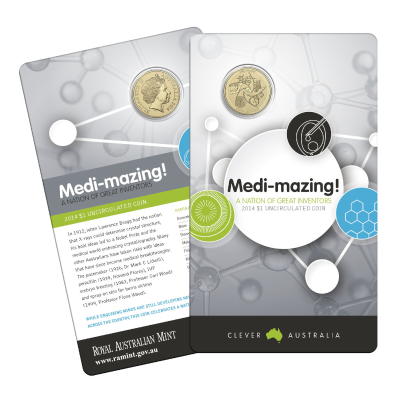 2014 $1 Uncirculated Coin: "Medi-Mazing A Nation Of Great Inventors."