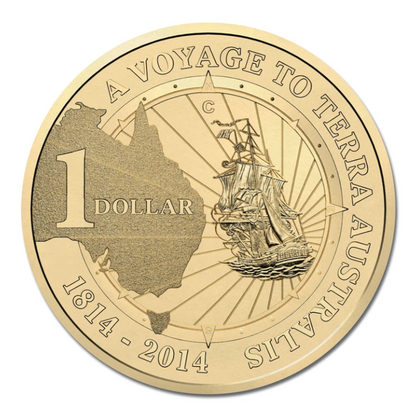 2014 $1 Uncirculated Coin: "A Voyage to Terra Australis." - 'C' Canberra Mintmark.