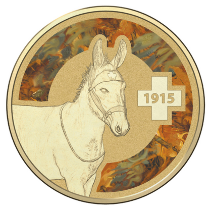 2015 $1 Coloured Frosted Uncirculated Coin: Unlikely Heroes - "Murphy the Donkey."