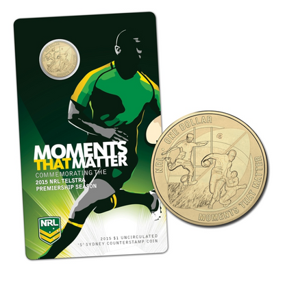 2015 $1 Uncirculated Coin: "NRL - Moments That Matter." - 'S' Sydney Counterstamp.