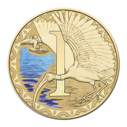 2016 $1 Coloured Frosted Uncirculated Coin: Alphabet 'I' - "Ibis."