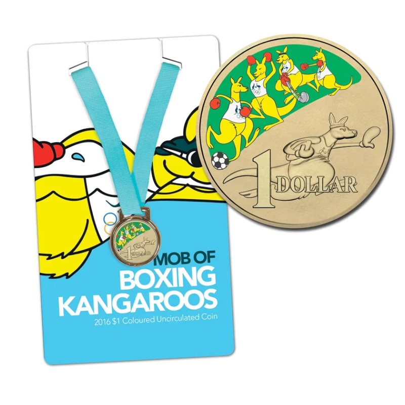 2016 $1 Coloured Uncirculated Coin: "Mob Of Boxing Kangaroos - Thomas Fraser-Holmes."