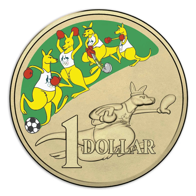 2016 $1 Coloured Uncirculated Coin: "Mob Of Boxing Kangaroos - Melissa Breen."