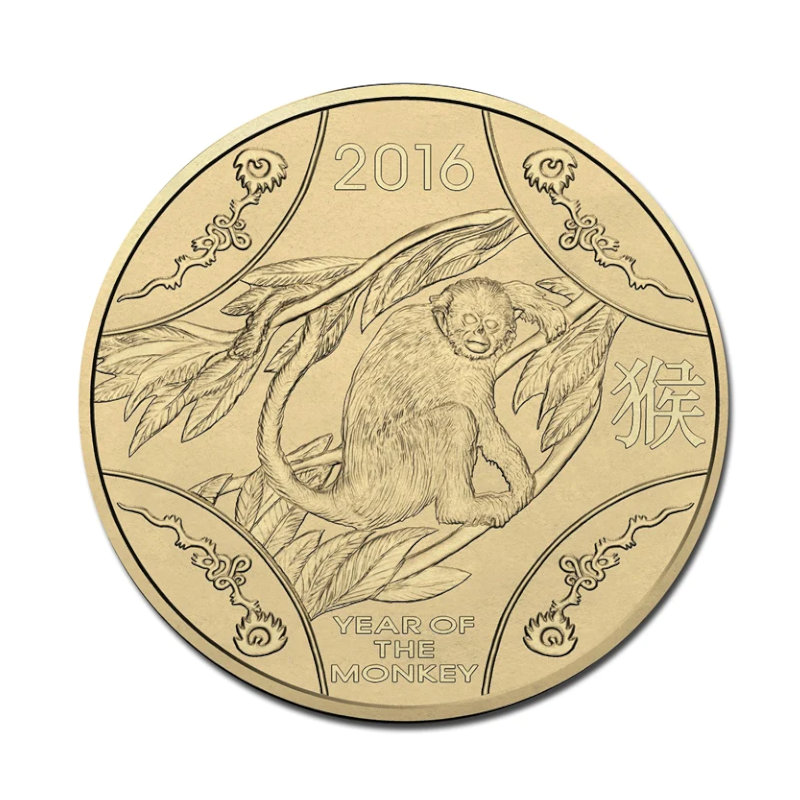 2016 $1 Unciculated Coin: Lunar Series - "Year of the Monkey."