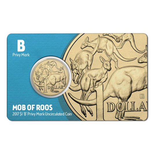 2017 $1 Uncirculated Coin - ANDA Show: "Mob Of Roos." - 'B' Brisbane Privy Mark.