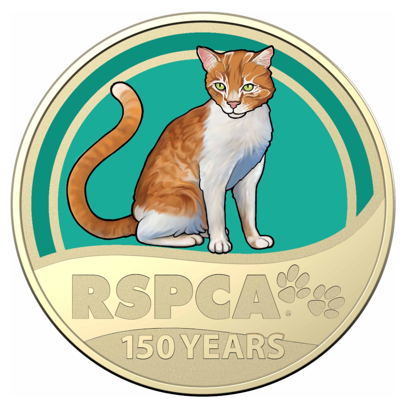 2021 $1 Coloured Frosted Uncirculated Coin: "150th Anniversary of the RSPCA - Cat."