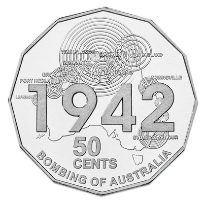 2012 20 and 50 cent Uncirculated Three Coin Set: "Shores Under Siege - Bombing of Australia."