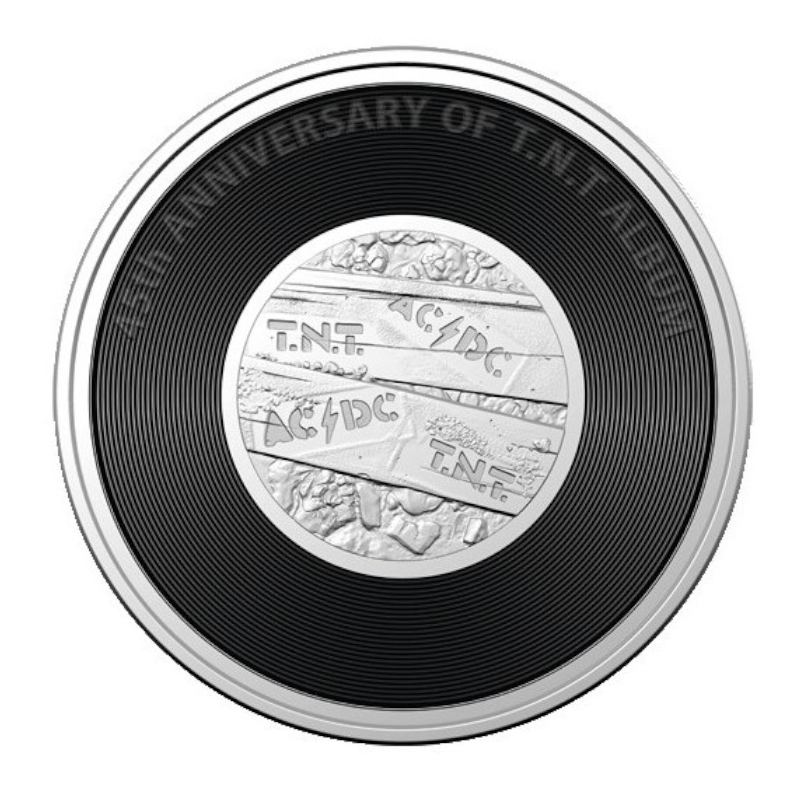 2020 20 cent Coloured Uncirculated Coin: AC/DC - "45th Anniversary of the T.N.T Album."