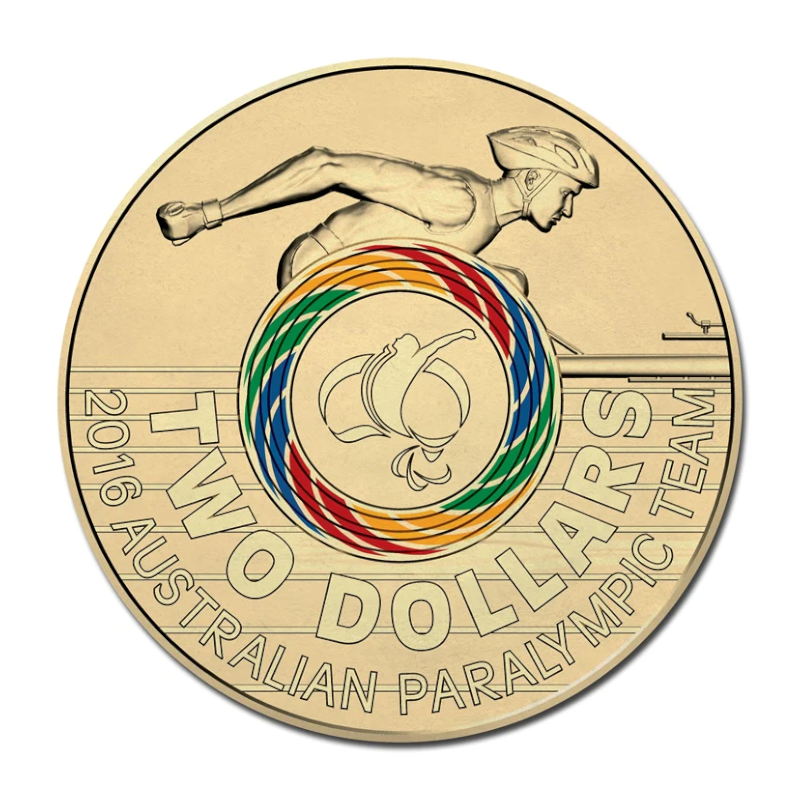 2016 $2 Coloured Uncirculated Coin: Rio Paralympic Games - "Australian Paralympic Team."