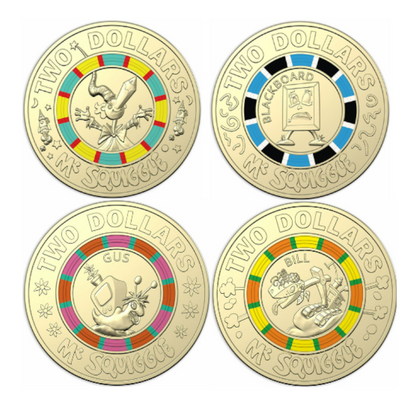 2019 $1 and $2 Uncirculated Seven Coin Collection: "Mr Squiggle & Friends."