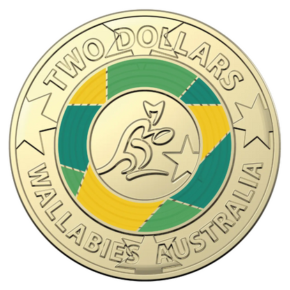 2019 $2 Coloured Uncirculated Coin: "Wallabies."