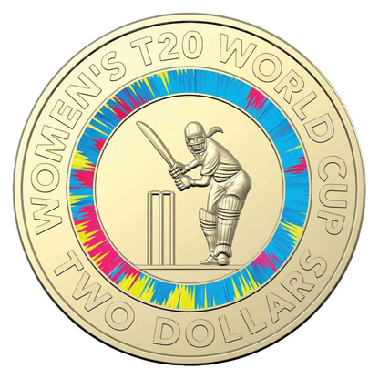 2020 $2 Coloured Uncirculated Coin: "ICC Women's T20 World Cup."