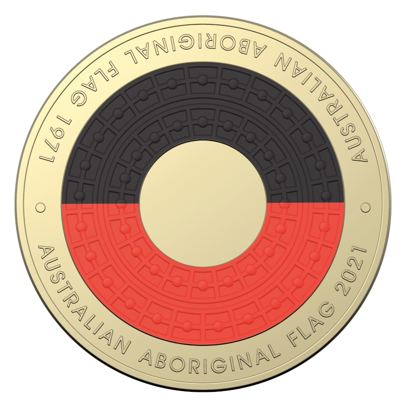 2021 $2 Coloured Uncirculated Coin: "50th Anniversary of the Australian Aboriginal Flag." - Downies Card.