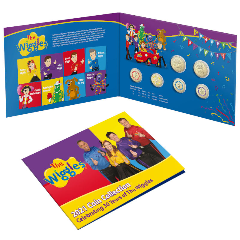 2021 $1 and $2 Uncirculated Six Coin Collection: "30 Years of the Wiggles."