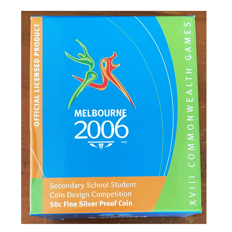 2005 50c Silver Proof Coin: "XVIII Commonwealth Games - Secondary School Student Coin Design."