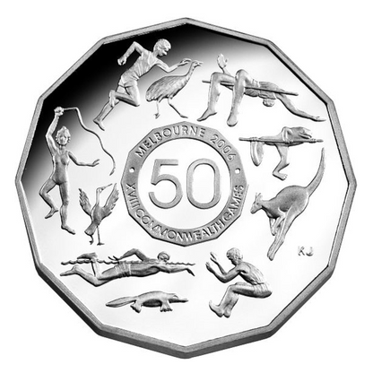 2005 50c Silver Proof Coin: "XVIII Commonwealth Games - Secondary School Student Coin Design."