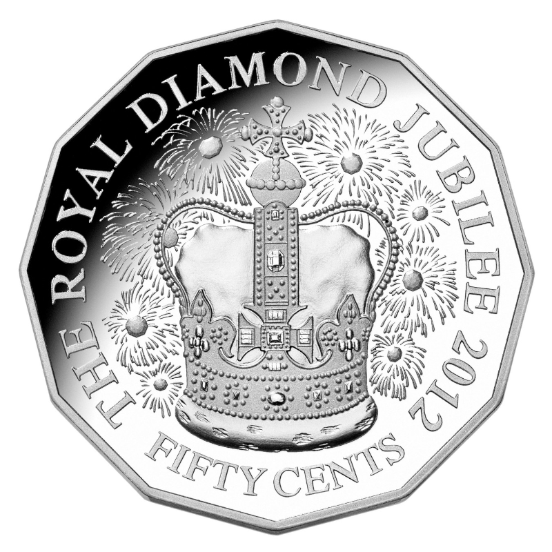 2012 50c Silver Proof Coin: "Diamond Jubilee of the Accession of Her Majesty Queen Elizabeth II."