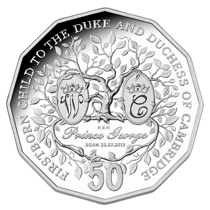 2013 50c Silver Proof Coin: "First Born Baby of the Duke And Duchess Of Cambridge."