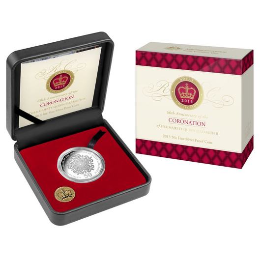 2013 50c Silver Proof Coin: "60th Anniversary of the Coronation of Her Majesty Queen Elizabeth II."