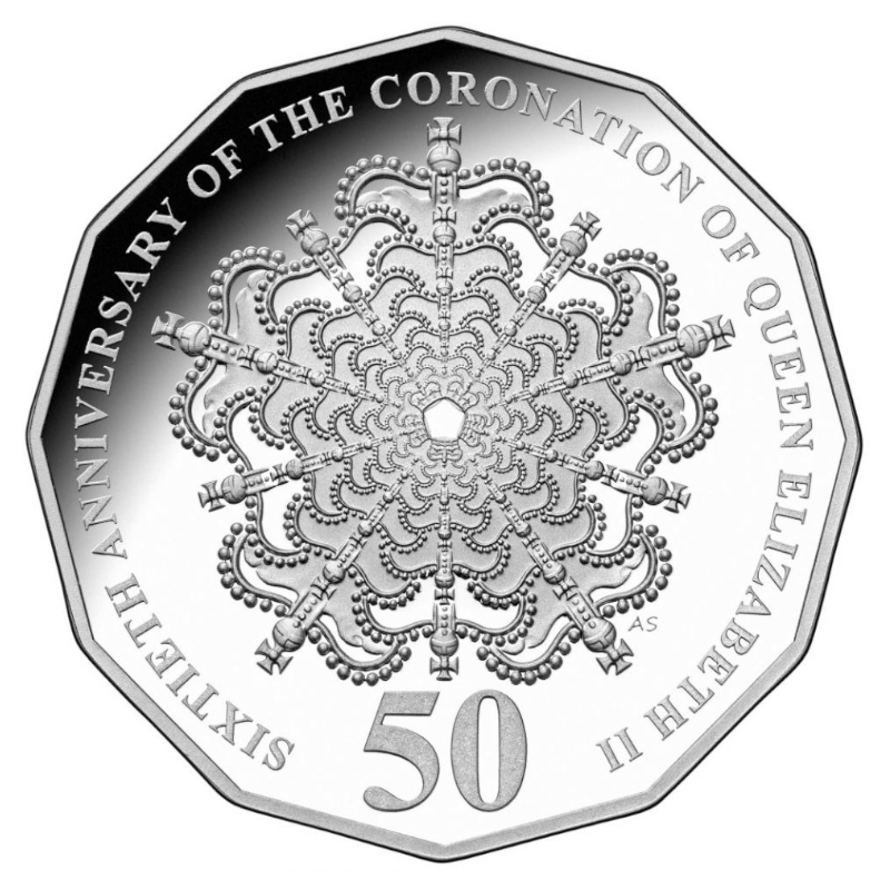 2013 50c Silver Proof Coin: "60th Anniversary of the Coronation of Her Majesty Queen Elizabeth II."