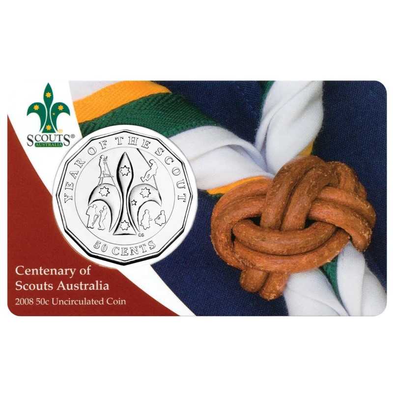 2008 50 cent Uncirculated Coin: "Centenary of Scouts Australia."