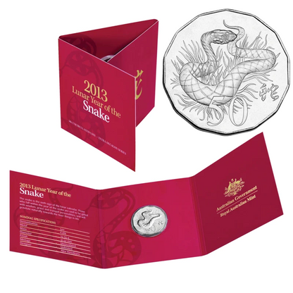 2013 50 cent Uncirculated Tetra-Decagon Coin: Lunar Series - "Year of the Snake."