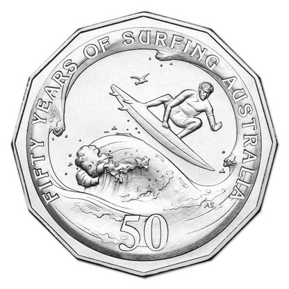 2013 50 cent Uncirculated Coin: "50th Anniversary of Surfing Australia."