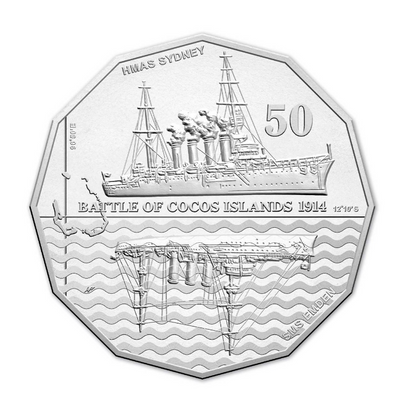 2014 50 cent Uncirculated Coin: Australia At War - "Battle of Cocos."