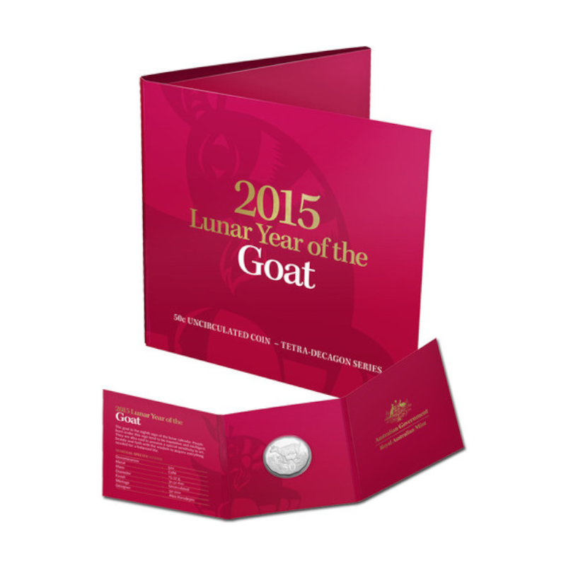 2015 50 cent Uncirculated Tetra-Decagon Coin: Lunar Series - "Year of the Goat."