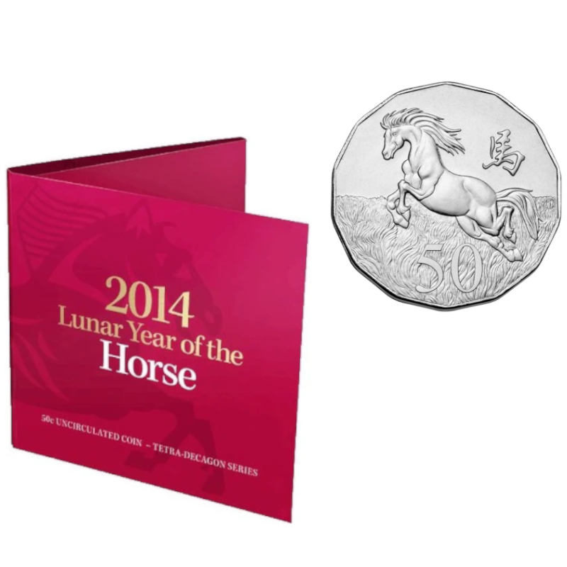 2014 50 cent Uncirculated Tetra-Decagon Coin: Lunar Series - "Year of the Horse."