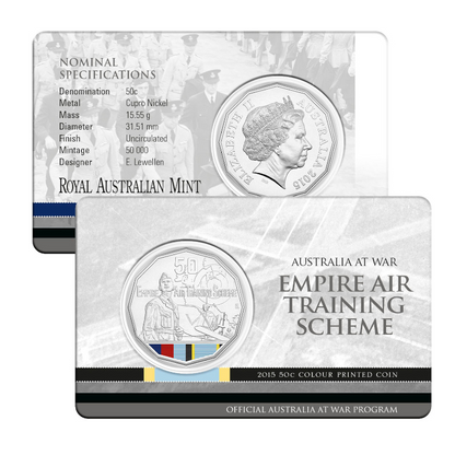 2015 50 cent Uncirculated Coin: Australia At War - "Empirer Air Training Scheme."