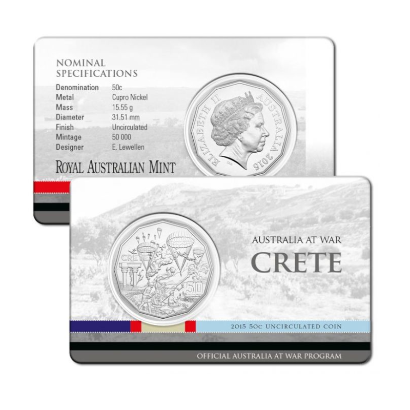 2015 50 cent Uncirculated Coin: Australia At War - "Crete."