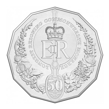 2015 50 cent Uncirculated Coin: "Longest-Reigning Commonwealth Monarch."