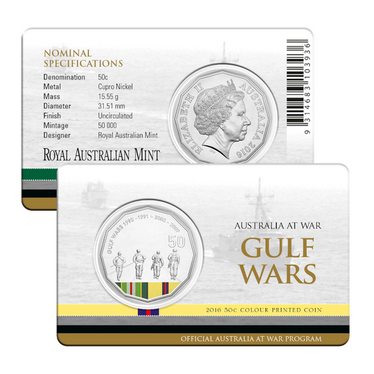 2016 50 cent Uncirculated Coin: Australia At War - "Gulf Wars."